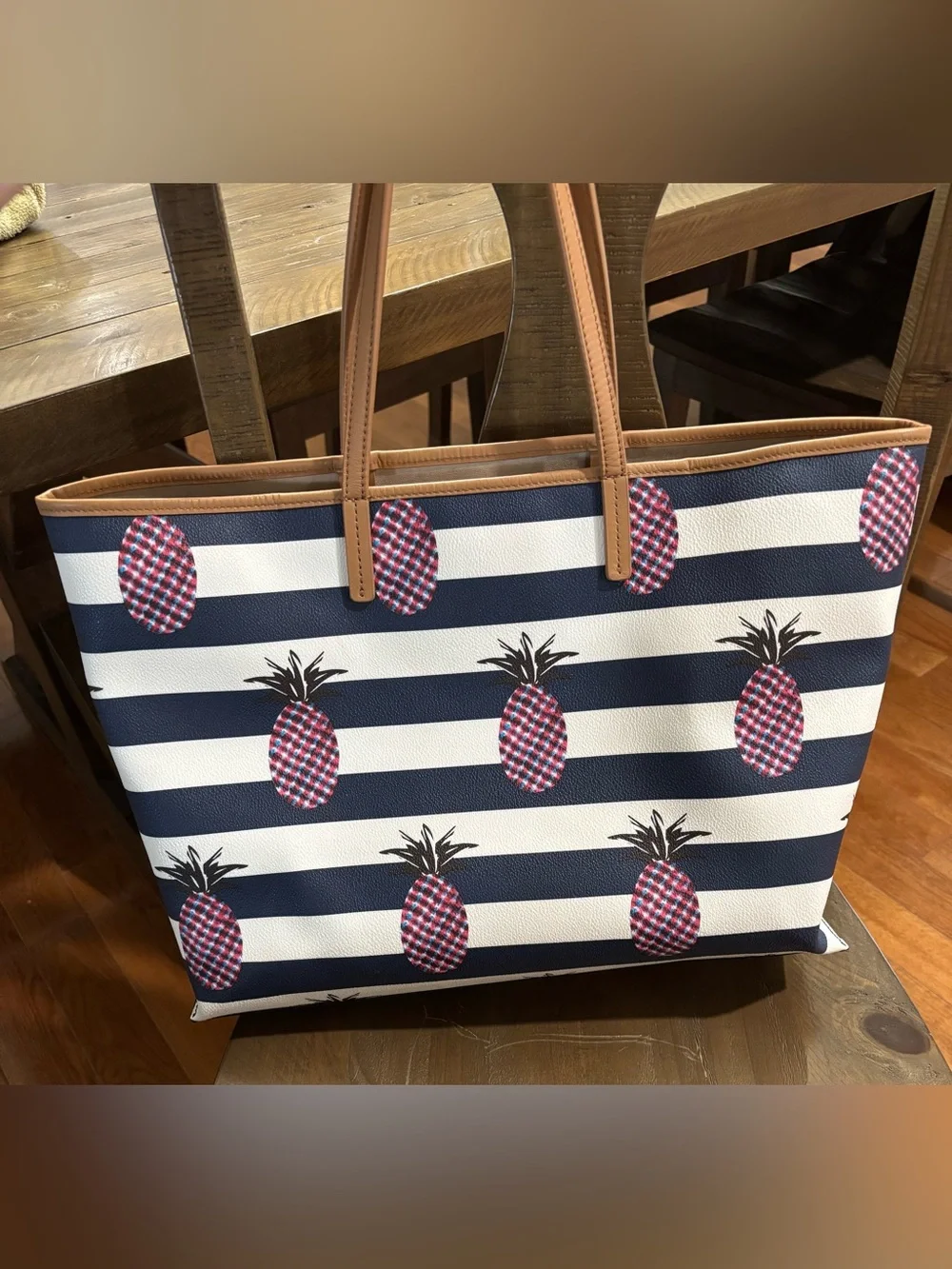 Tory Burch Kerrington Striped Pineapple Tote